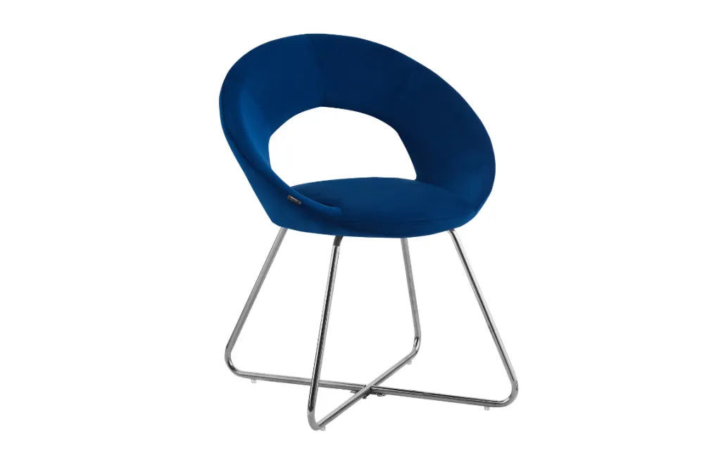Lot de 4 Chaises BUBBLE Chrome velours - Bleu