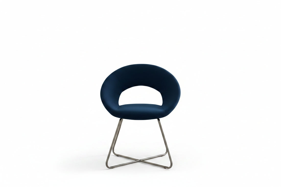 Lot de 4 Chaises BUBBLE Chrome velours - Bleu