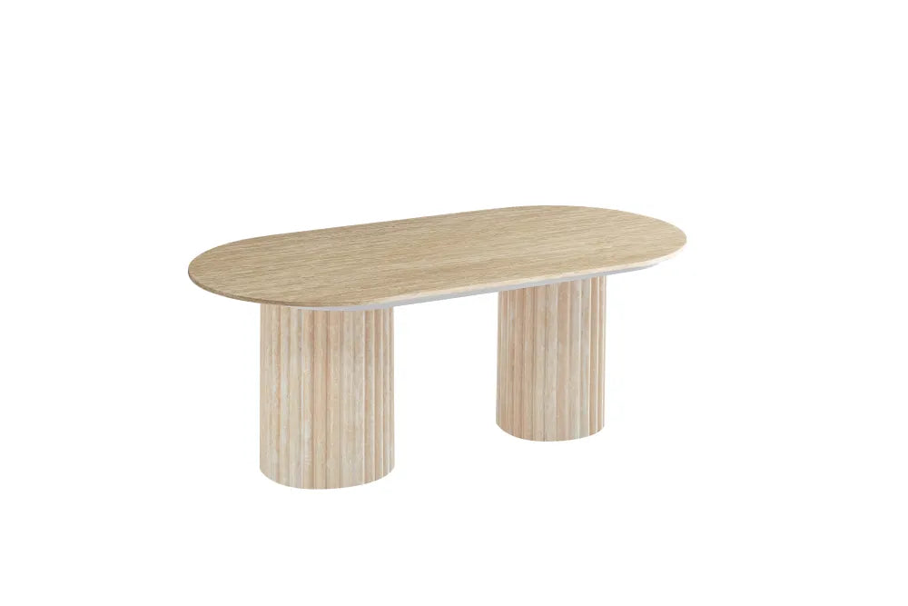Table Basse Ovale Céramique Travertin Brillant 120x60 cm – KEYSHA