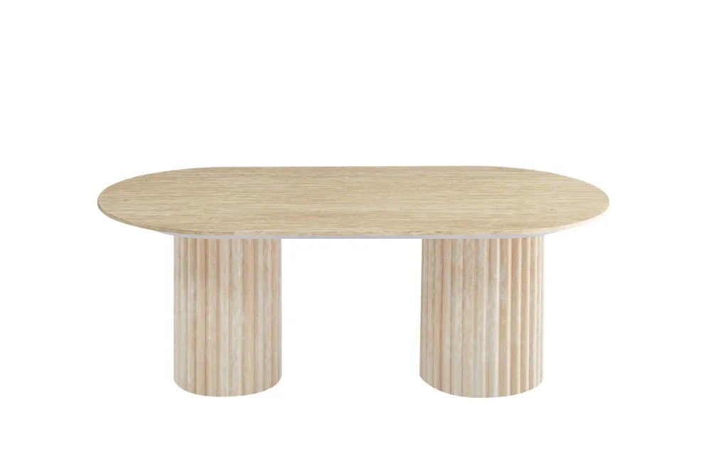 Table Basse Ovale Céramique Travertin Brillant 120x60 cm – KEYSHA