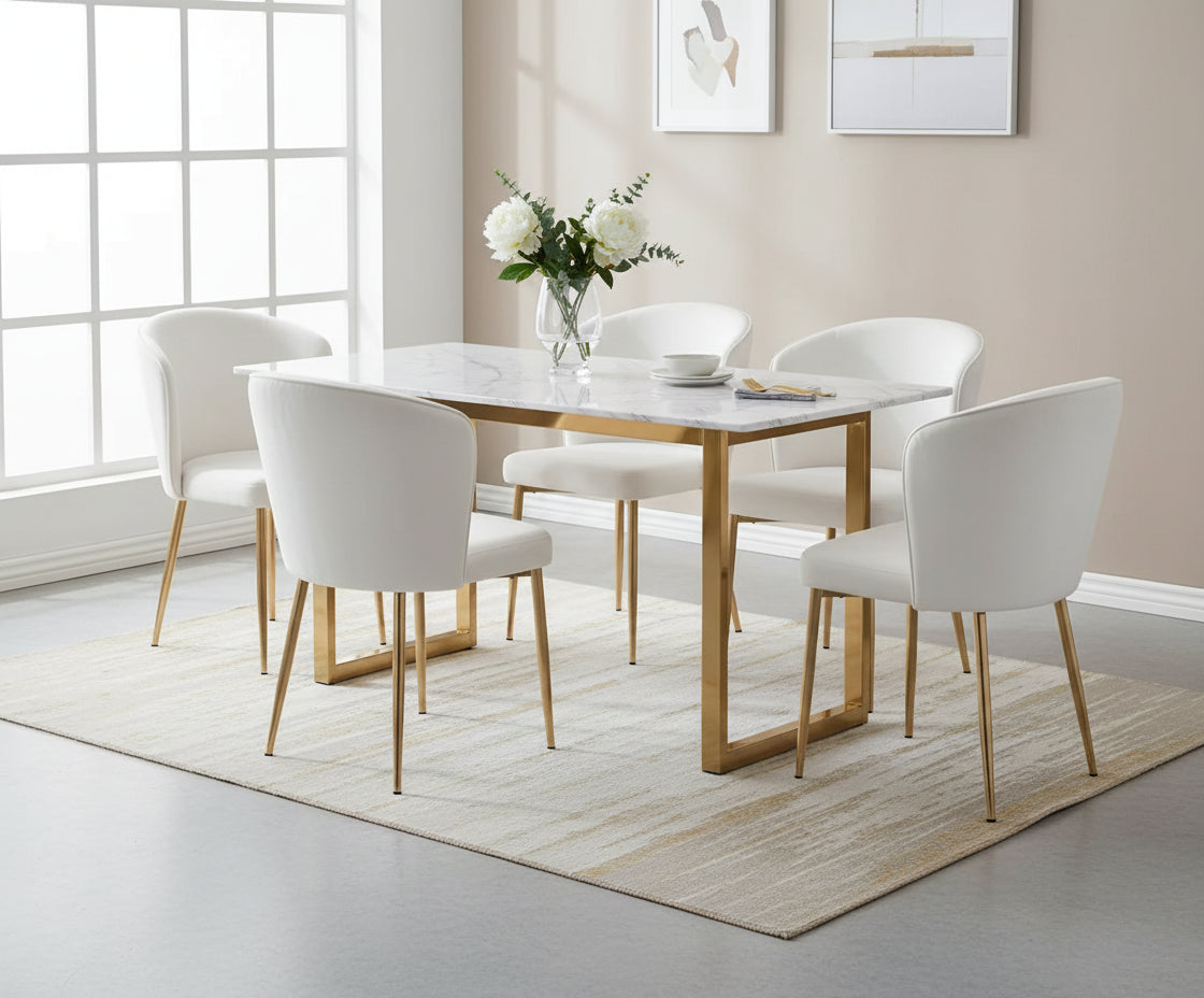 Lot de 4 chaises moderne gold velours écru DIANA