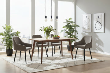 Lot 2 Chaises Salle à Manger Peach Accoudoirs Moka Pieds Métal Noir