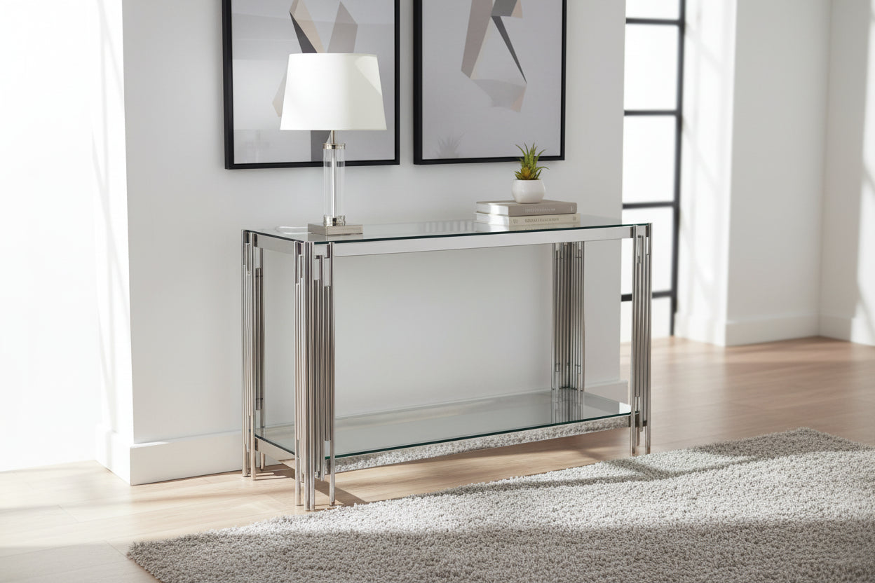 Console gold verre marbré blanc 120x40x78 cm GEOMAG