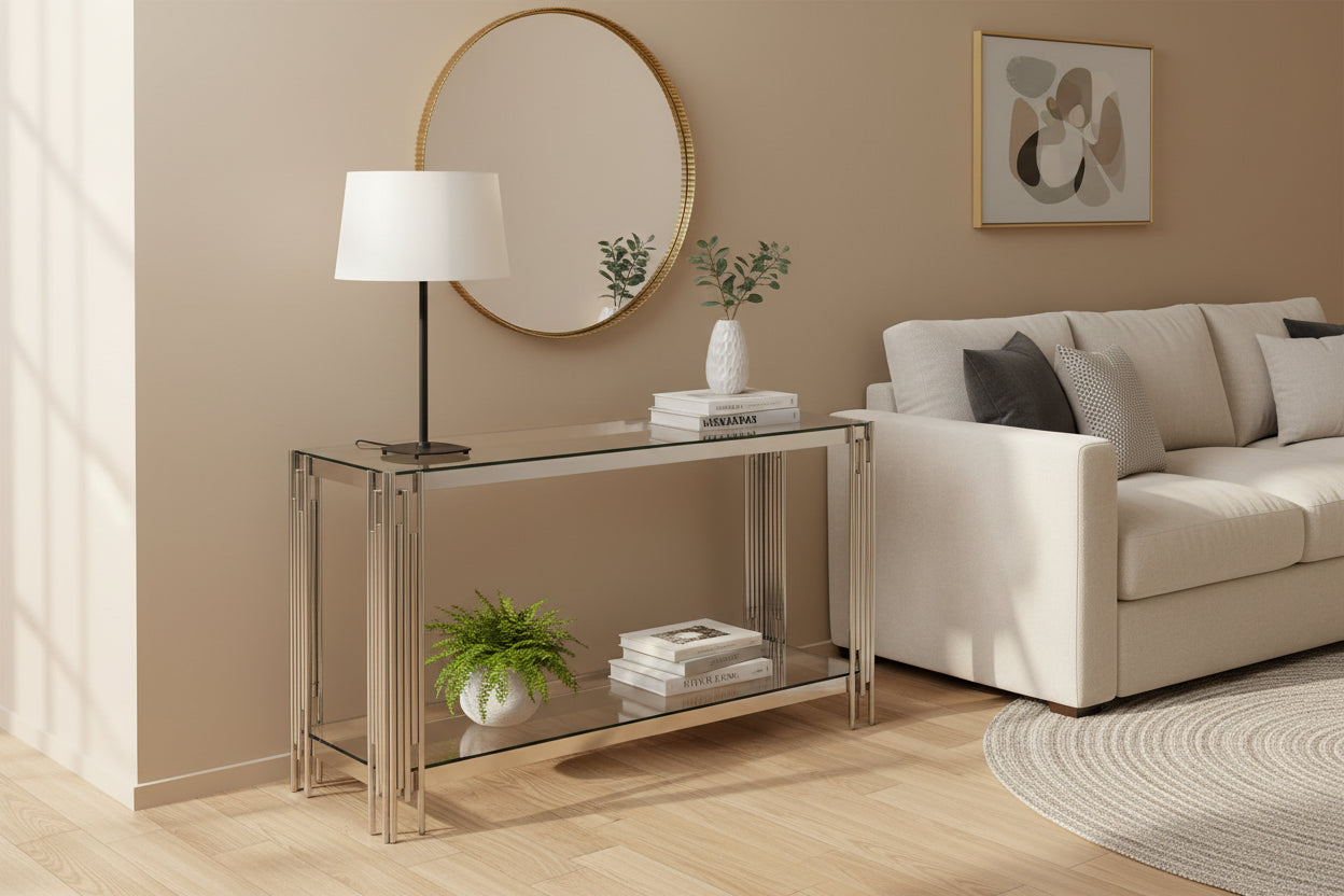 Console gold verre marbré blanc 120x40x78 cm GEOMAG