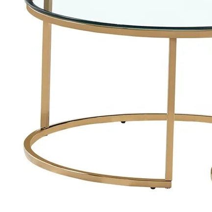 Lot de 2 tables Basses Gigogne ARTO Gold et plateau en verre transparent