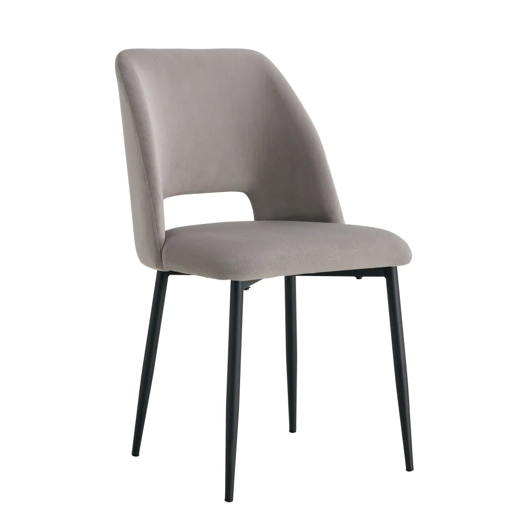 Lot de chaises AVA Métal noir Velours #couleur_gris