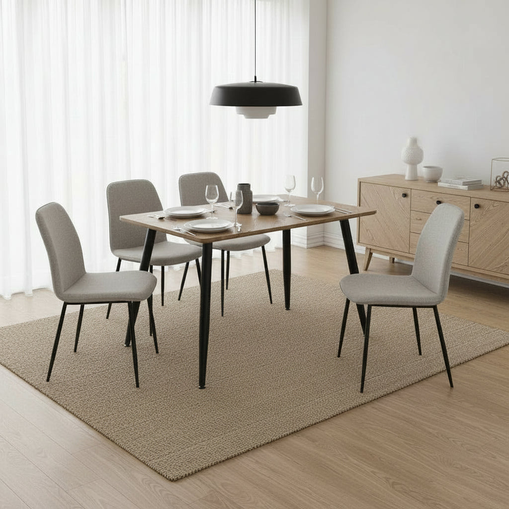 Table à Manger Industrielle Bois Effet Chêne & Métal Noir – 120×70 cm – AMMO