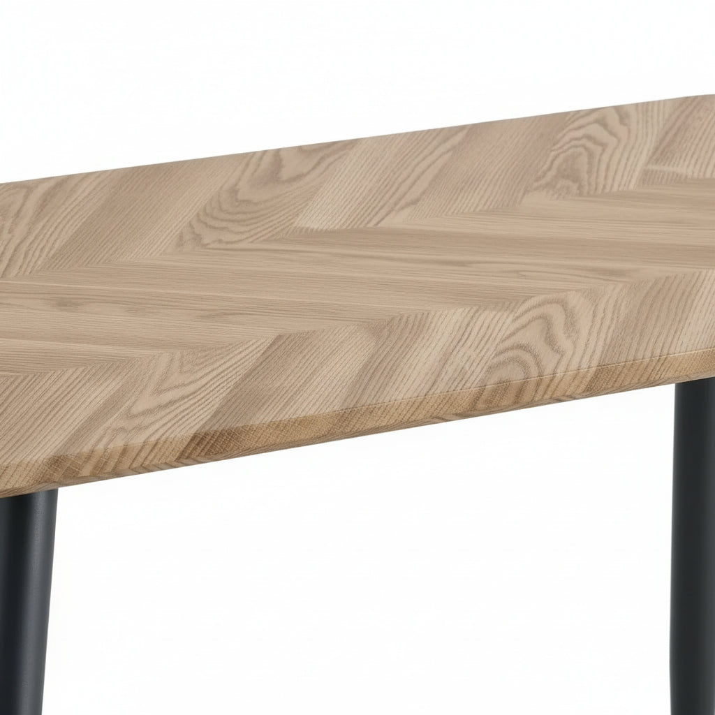 Table à Manger Industrielle Bois Effet Chêne & Métal Noir – 120×70 cm – AMMO