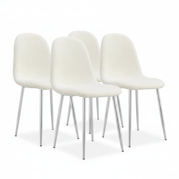 Lot de 4 Chaises Scandinaves Tissu Doudou Pieds Chrome 43,5x40x87cm