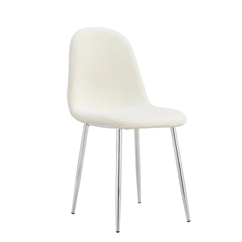 Lot de 4 Chaises Scandinaves Tissu Doudou Pieds Chrome 43,5x40x87cm