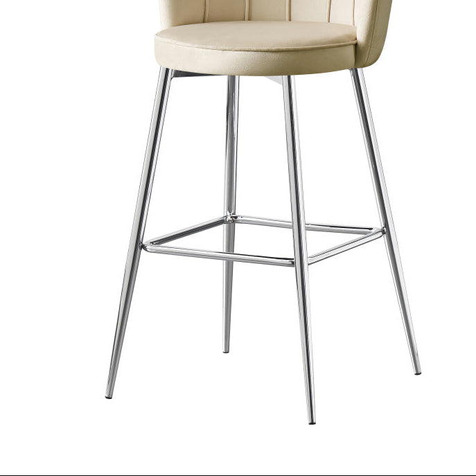 Lot de 2 tabourets de bar NYMPHEA Chrome en velours #couleur_beige