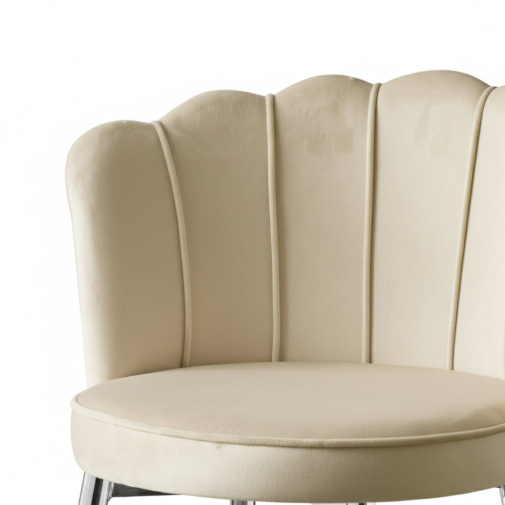 Lot de 2 tabourets de bar NYMPHEA Chrome en velours #couleur_beige