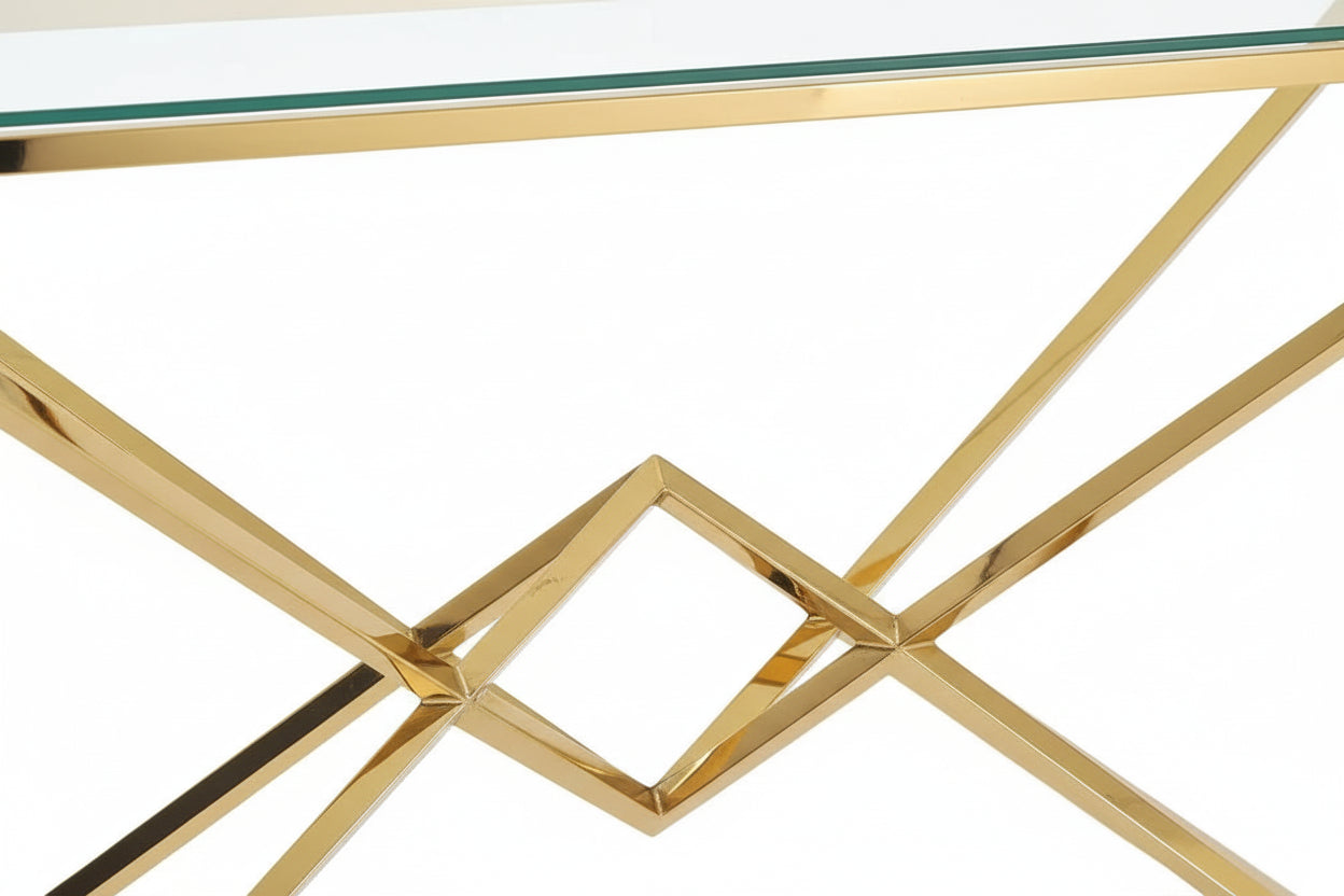 Console gold verre trempé transparent 120x40x78 cm PYRAMID