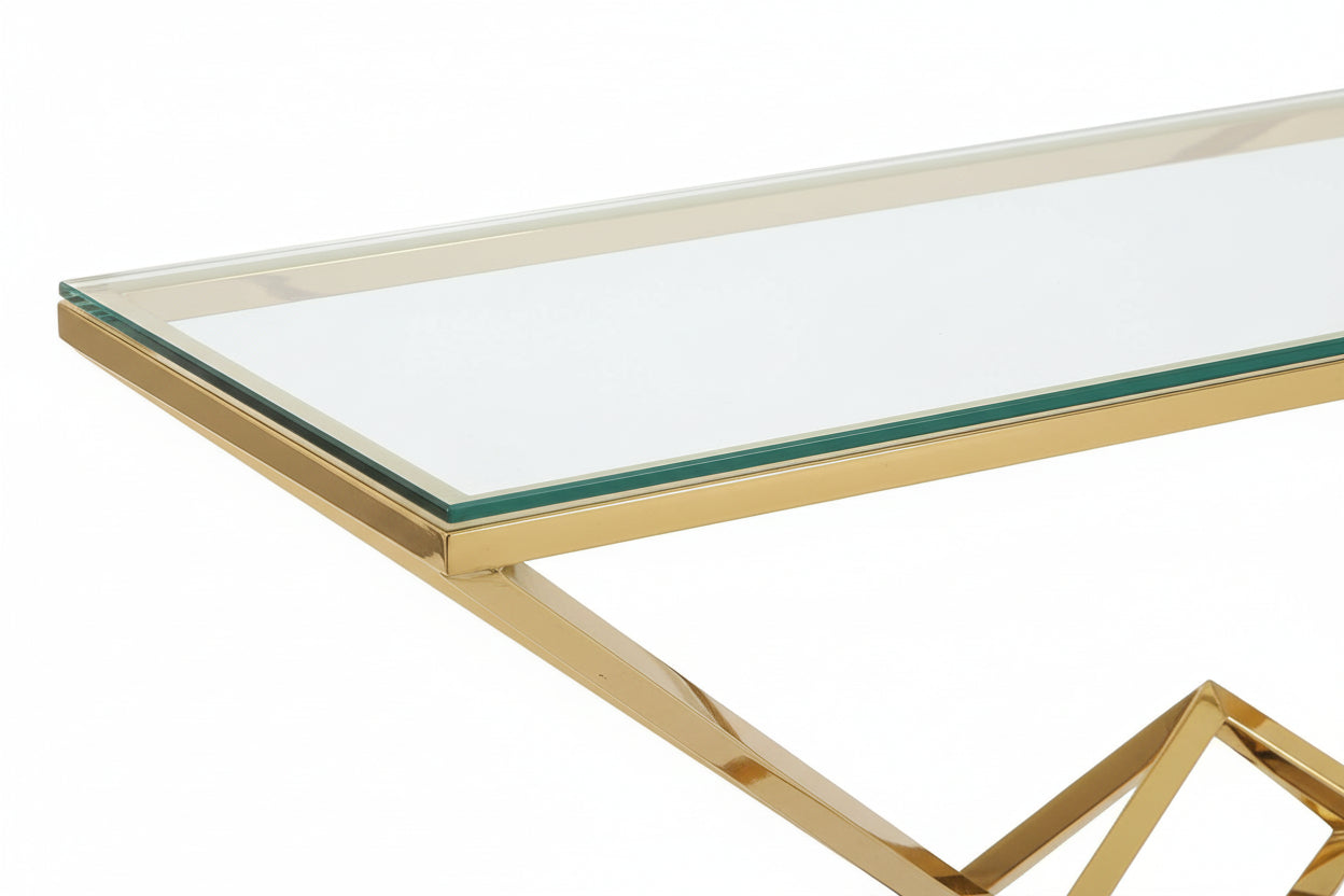 Console gold verre trempé transparent 120x40x78 cm PYRAMID