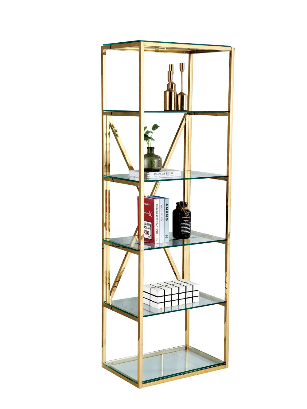 Bibliothèque ARYA en verre Transparent 60x40x180 cm #couleur_gold