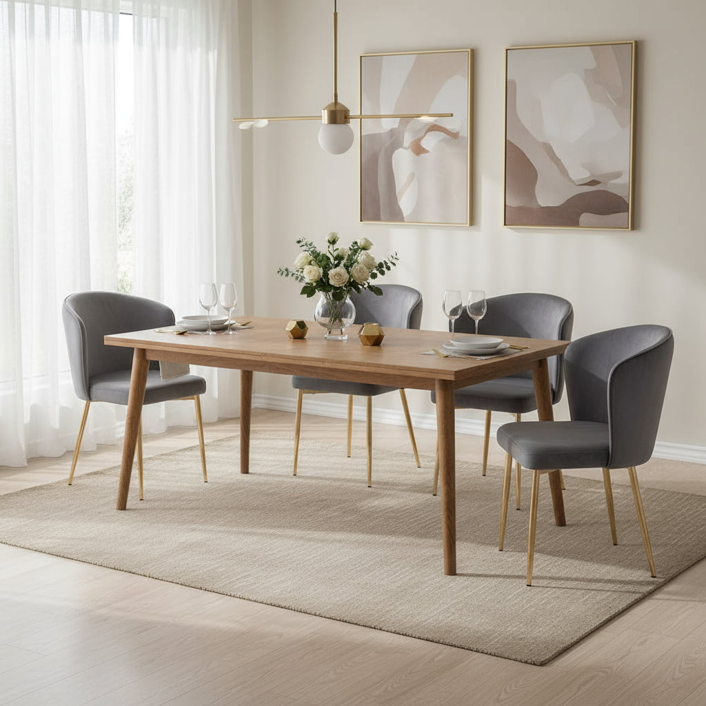 Lot de 4 chaises moderne DIANA gold velours anthracite