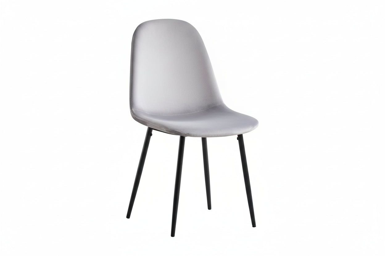 Lot de 4 chaises scandinaves velours gris pieds métal noir 43,5x40x87cm