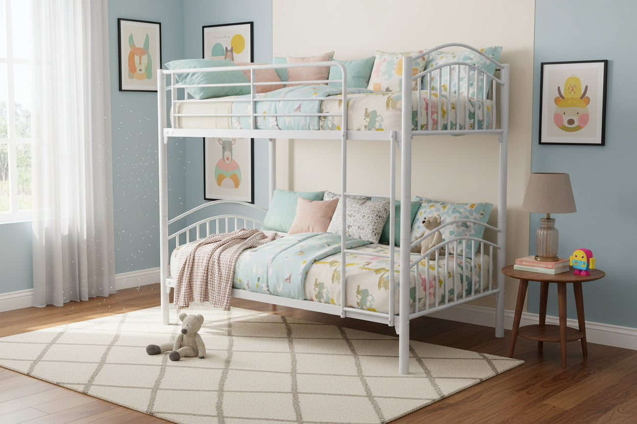 Lit superposé séparable métal blanc 2x90x190 cm ALICE