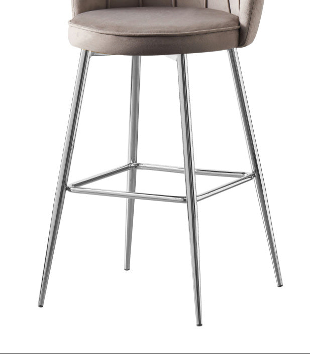 Lot de 2 tabourets de bar NYMPHEA Chrome en velours #couleur_moka