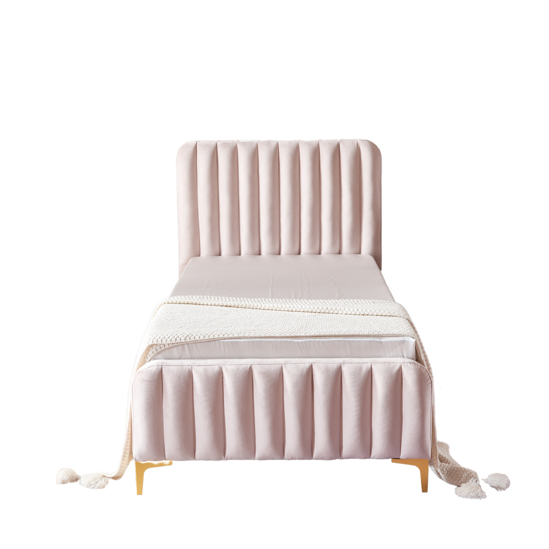 Lit 1 place velours sommier inclus 90x190 cm FAYE
