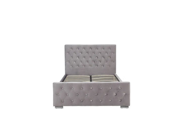 Lit PRESTIGE 2 places 160x200 cm en velours gris sommier inclus