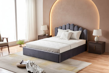 Lit coffre 2 places 140x190 cm DOHA sommier coffre intégré #couleur_gris