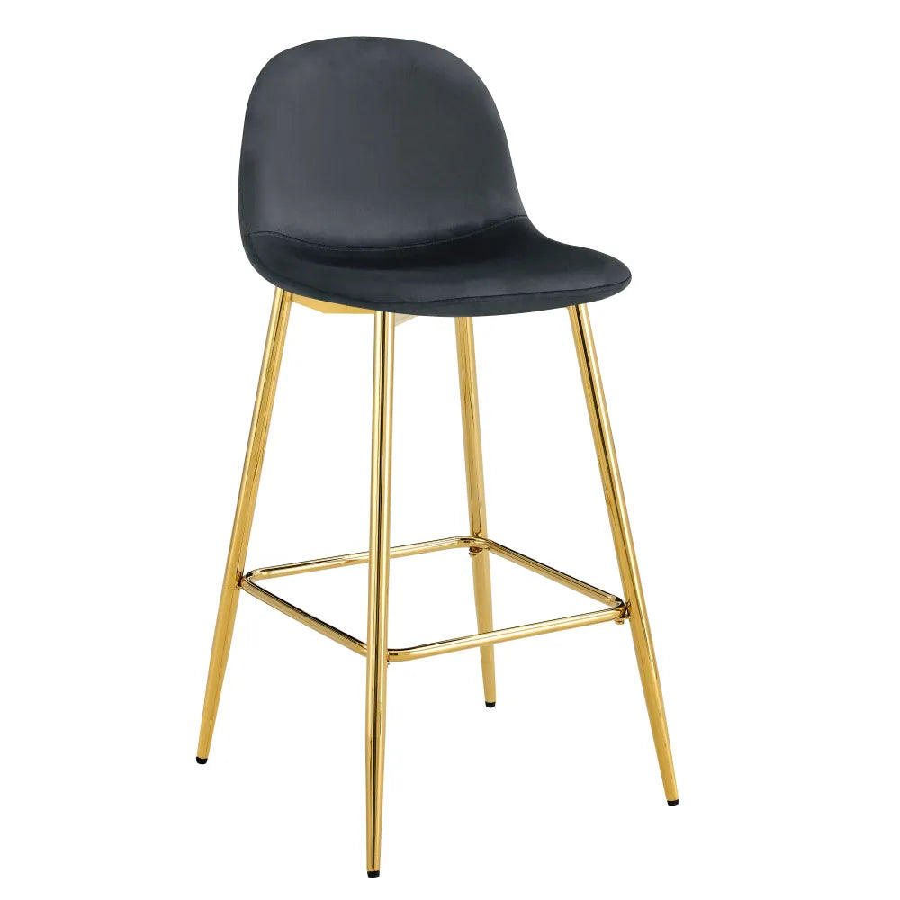 Lot de 2 tabourets de bar SCANDINAVE pied gold velours #couleur_noir