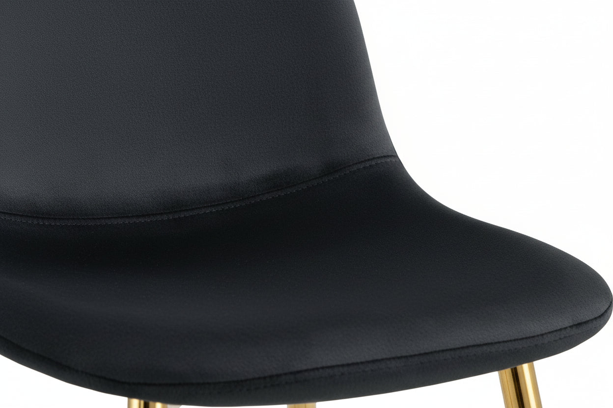 Lot 2 Tabourets de Bar Scandinave Velours Noir Pieds Gold 47,5x43x100cm