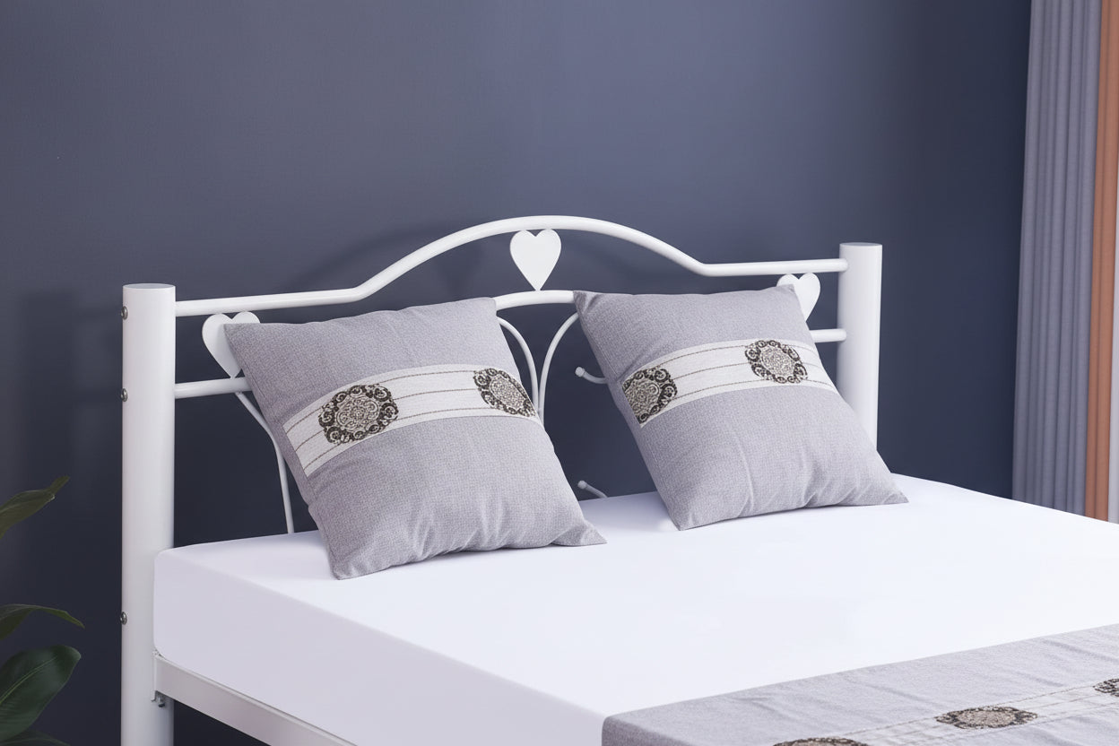 Lit métal blanc 140x190 cm avec sommier HERCULE