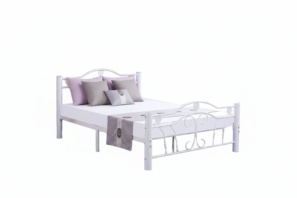 Lit métal blanc 140x190 cm avec sommier HERCULE