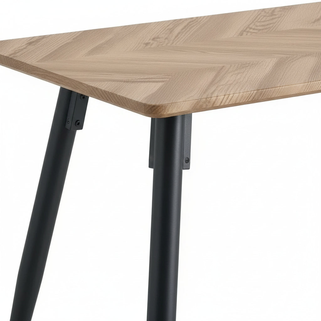Table à Manger Industrielle Bois Effet Chêne & Métal Noir – 120×70 cm – AMMO