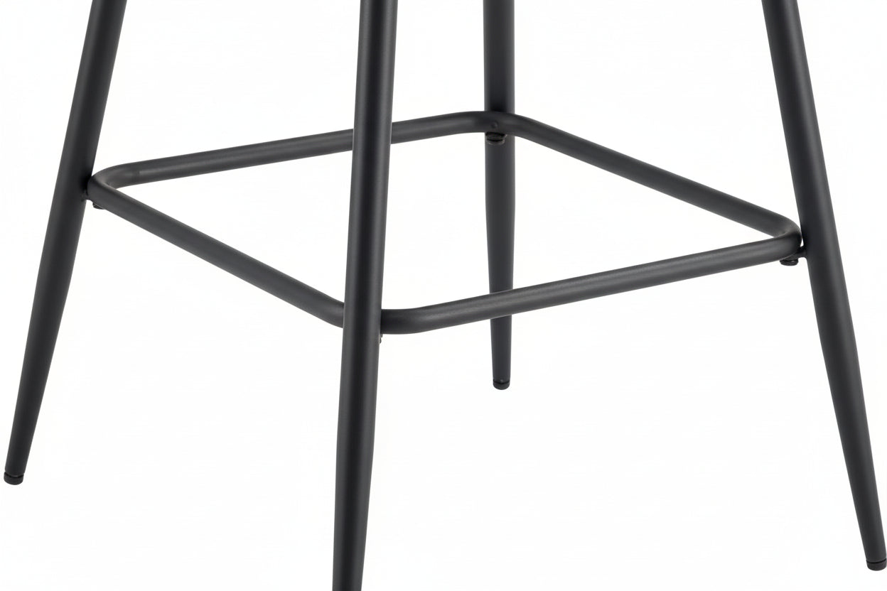 Lot 2 Tabourets de Bar Athena Velours Noir Pieds Métal Noir 47x41x104cm