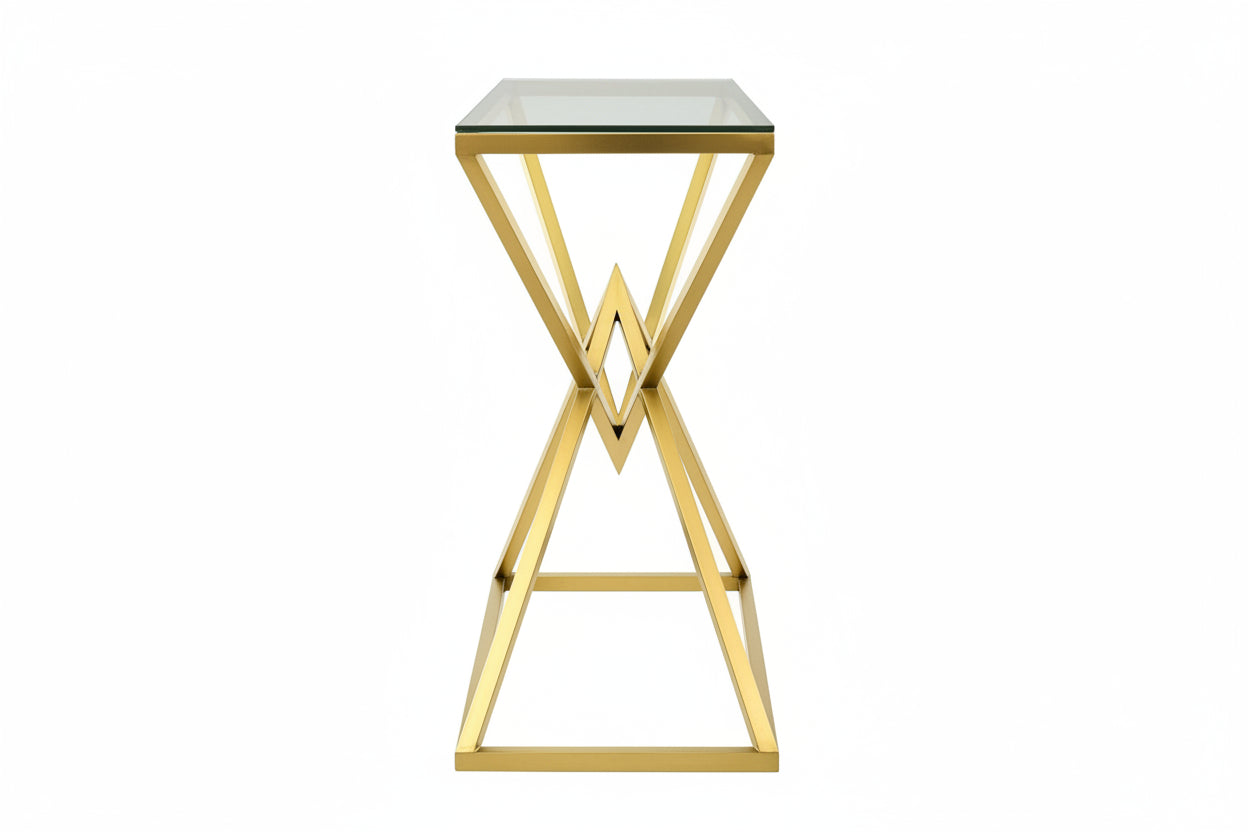 Console gold verre trempé transparent 120x40x78 cm PYRAMID