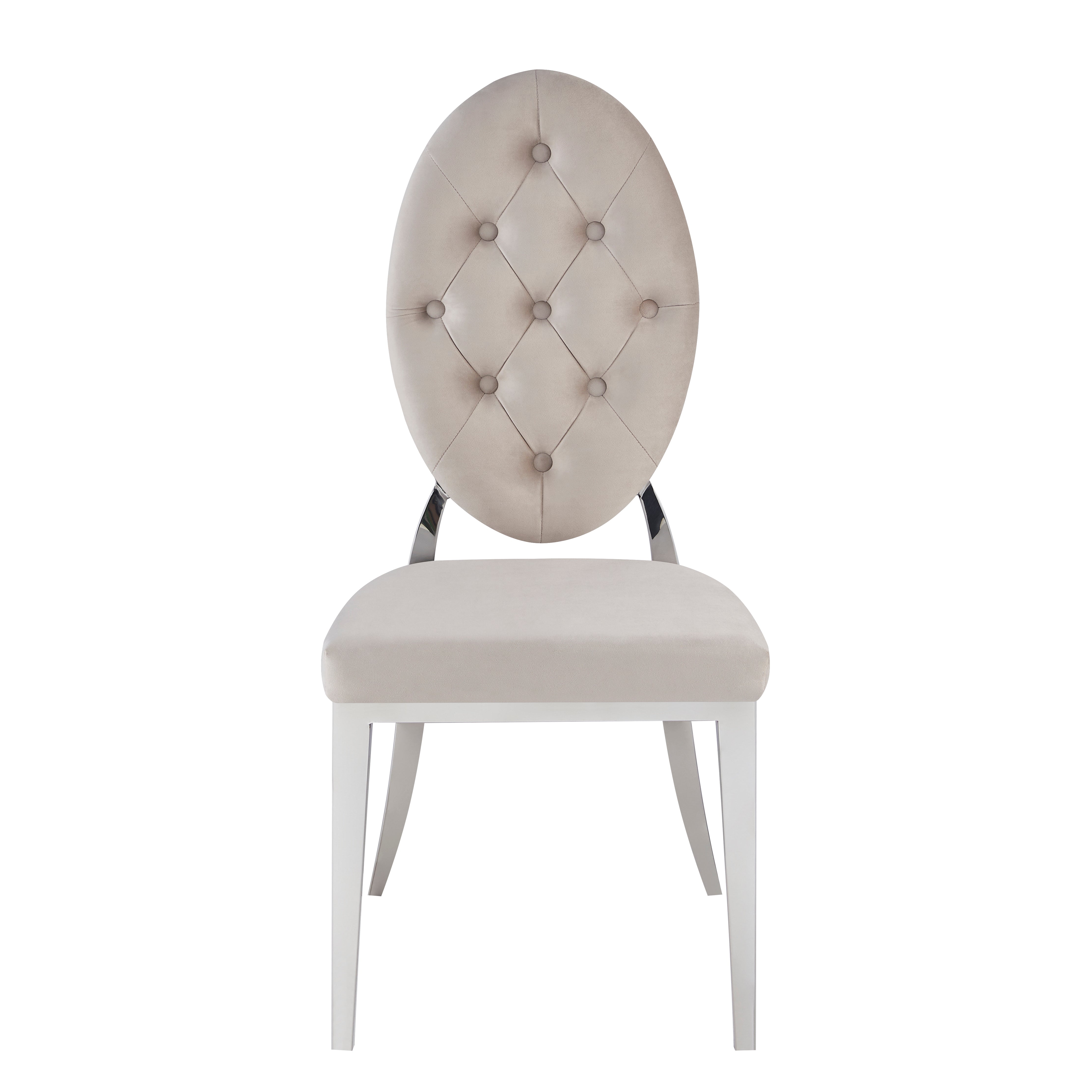 Lot de 4 chaises MEDAILLON capitonnées  chrome et velours Moka