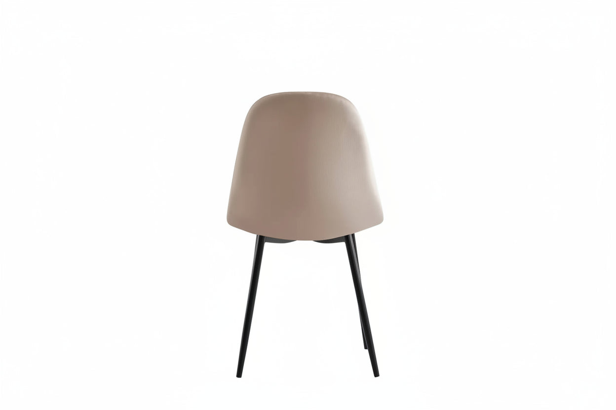 Lot de 4 chaises scandinaves velours taupe pieds métal noir 43,5x40x87cm