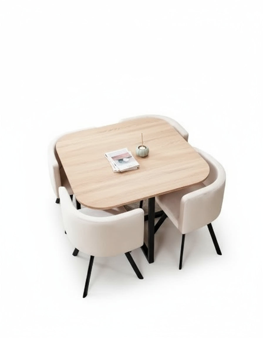 Ensemble Table et 4 chaises VENDOME en bois pieds métal