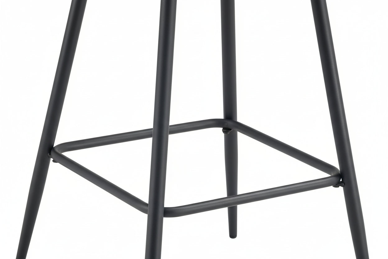 Lot 2 Tabourets de Bar Teddy Velours Rose Pieds Métal Noir 47x36x98cm
