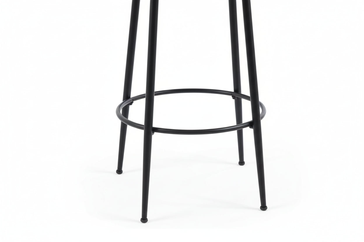 Lot 2 Tabourets de Bar Cathy Taupe Pieds Métal Noir
