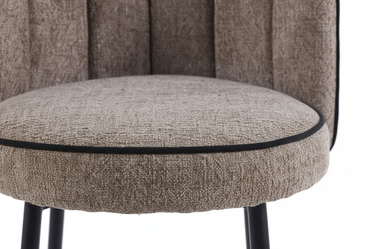 Lot 2 Tabourets de Bar Cathy Taupe Pieds Métal Noir