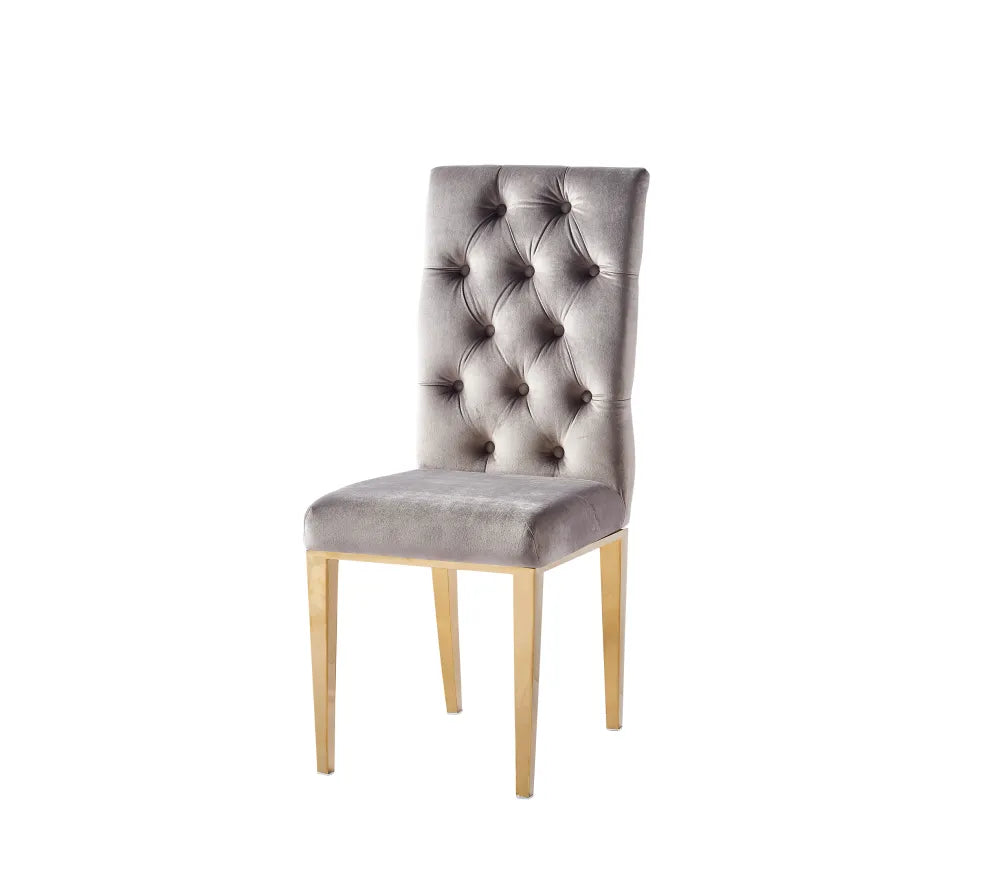 Lot de 2 chaises NEVADA capitonnés gold - Moka