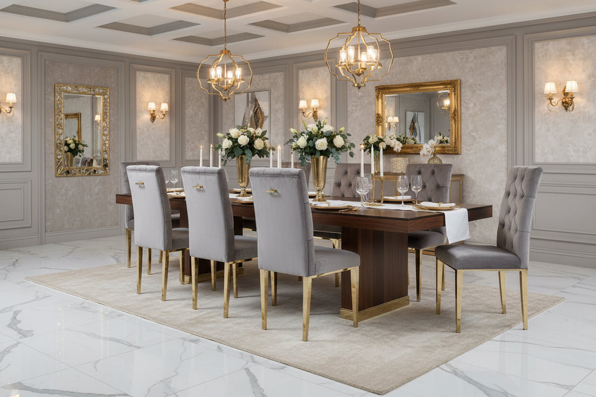 Lot de 2 chaises NEVADA capitonnés gold - Moka