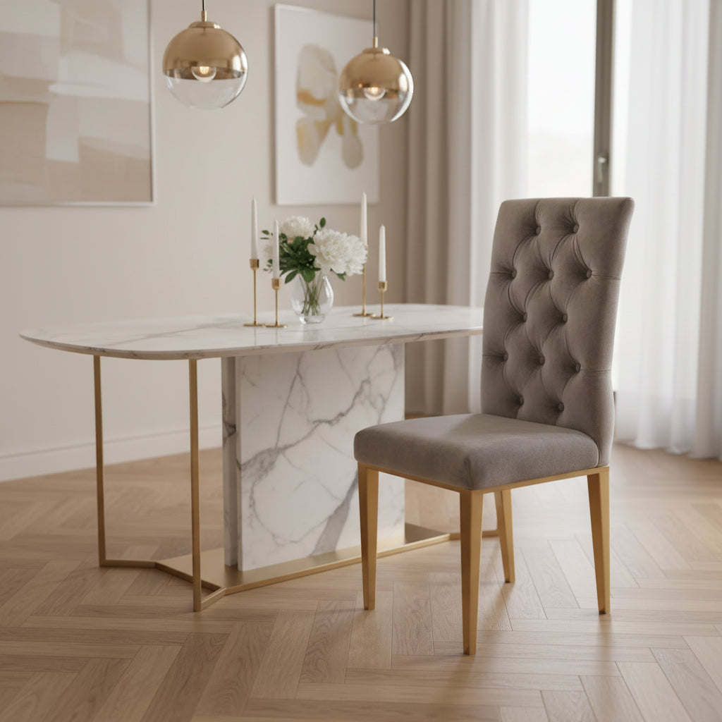 Lot de 2 chaises NEVADA capitonnés gold - Moka