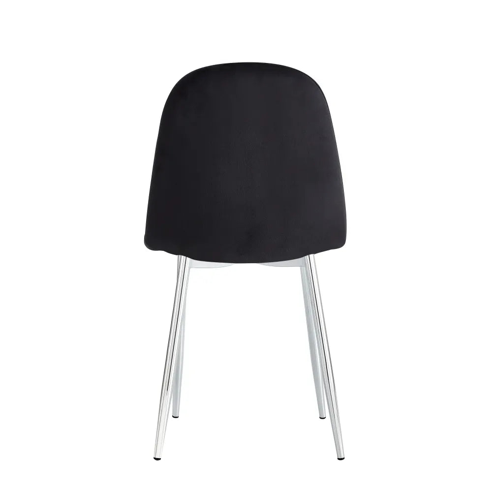 Lot de 4 Chaises Scandinaves Velours Noir Pieds Chrome 43,5x40x87cm