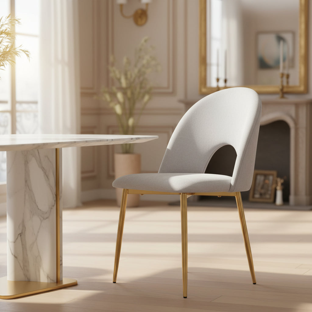 CHAISE TEDDY CHENILLE LIGHT GREY PIED GOLD
