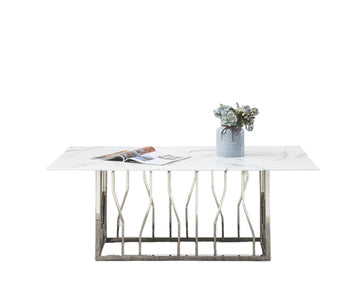 Table basse PORTOFINO plateau en verre effet marbré 120x70x45 cm