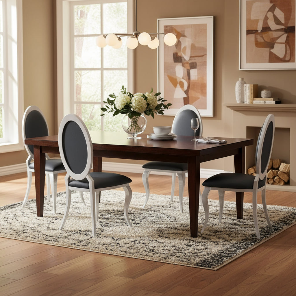 Lot de 4 chaises ANGEL baroque Chrome simili cuir noir