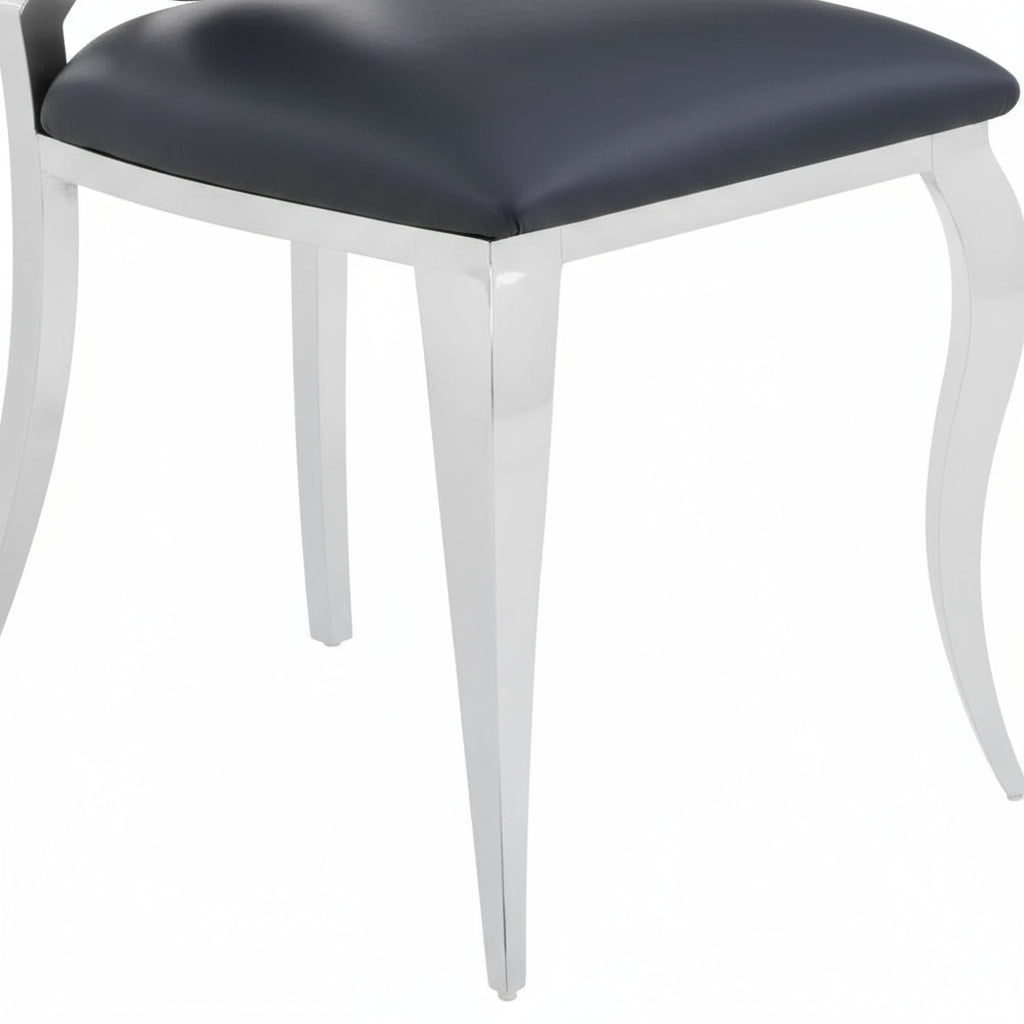 Lot de 4 chaises ANGEL baroque Chrome simili cuir noir