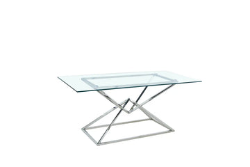 Table à Manger en Verre Transparent & Chrome – 150×90×75 cm – PYRAMIDE