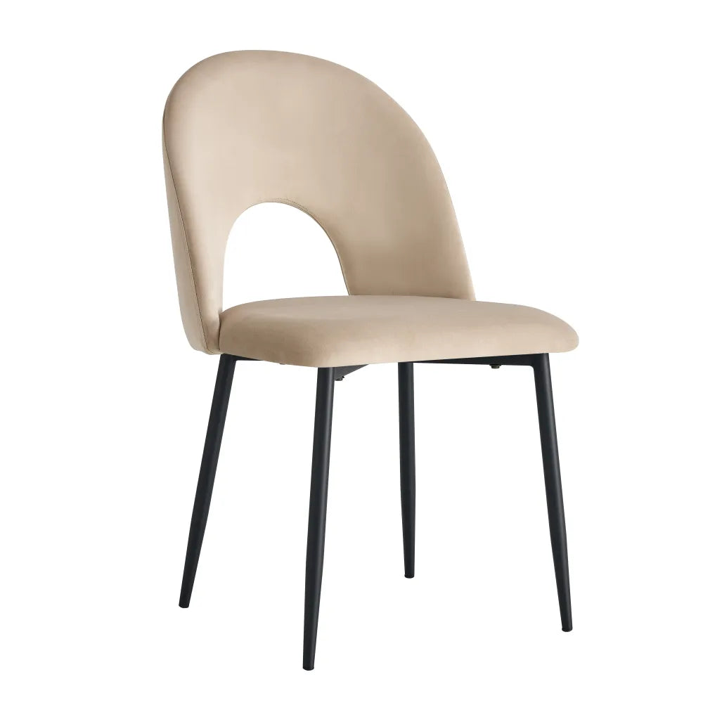 Lot de chaises TEDDY métal noir velours #couleur_taupe