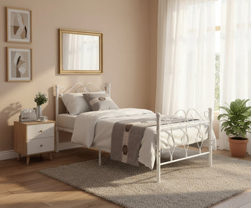 Lit 1 Place Blanc JULIE  90X190CM Sommier Inclus